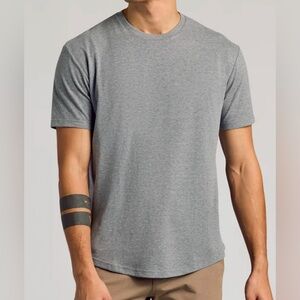 NEW True Classic Mens Crew Neck Curved Hem Tee Shirt Large Heather Gray
